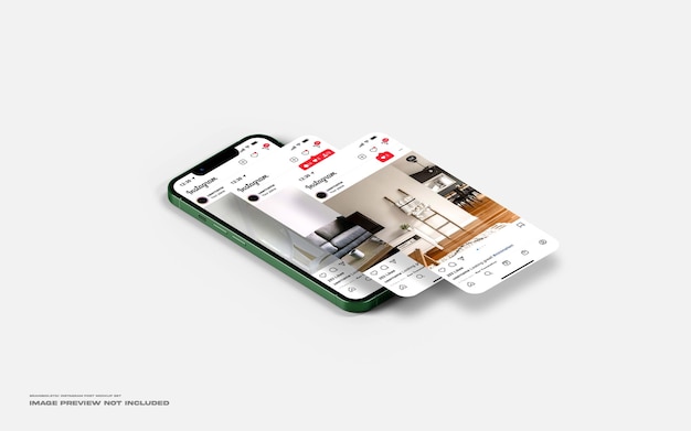 Conjunto de maquetas de publicación de instagram de pantalla de teléfono inteligente