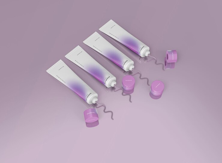 PSD conjunto de maquillas cosméticas 3d de fondo aislado
