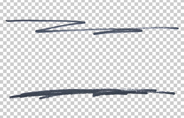 Conjunto de marcas negras dibujadas a mano con bolígrafo línea de trazo de fondo transparente elemento de diseño subrayado