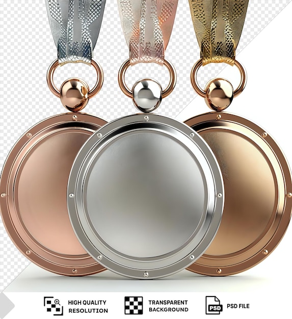 Conjunto de medallas de oro, plata y bronce en blanco png clipart png psd