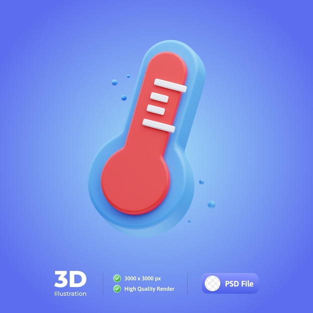 PSD conjunto médico termómetro icono 3d ilustración