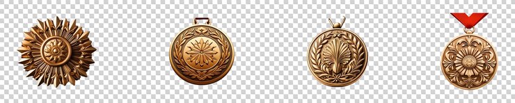 PSD conjunto de mini medallas aisladas sobre un fondo transparente