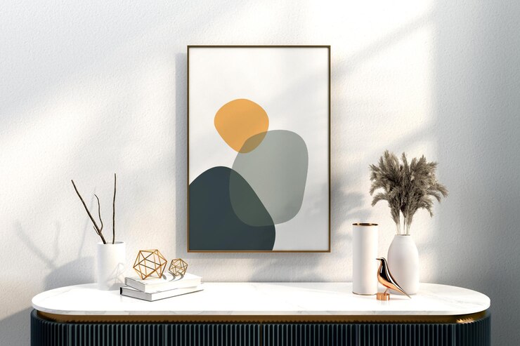 Conjunto moderno de decoração com maquete de quadros em renderização 3D