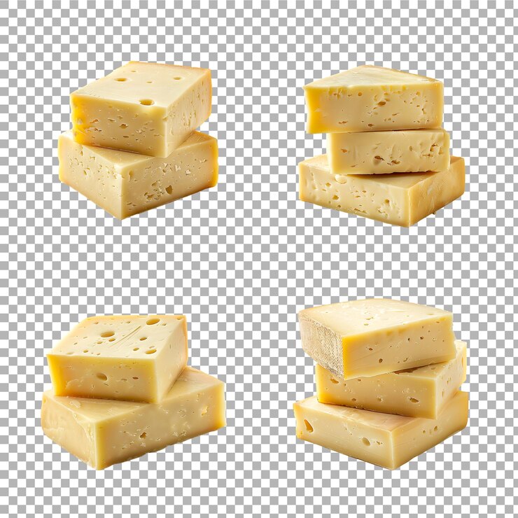 PSD conjunto de monterey jack cheese aislado sobre un fondo transparente
