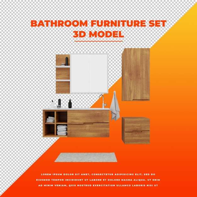 PSD conjunto de muebles de baño modelo aislado 3d