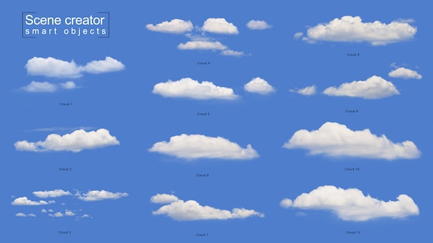 Conjunto de nube blanca realista