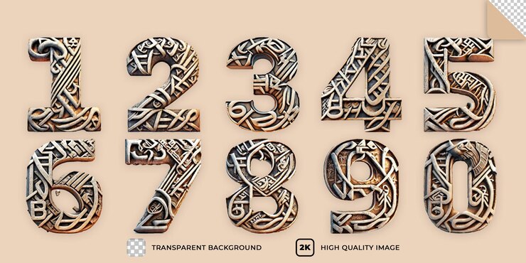 PSD conjunto de números 3d aislado