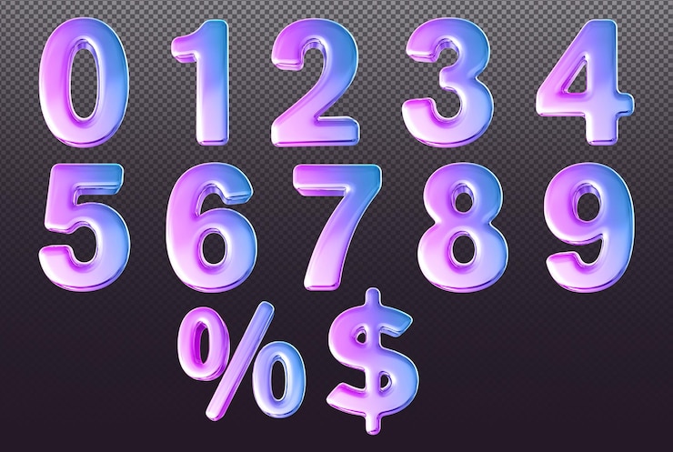 PSD conjunto de números 3d de gradiente