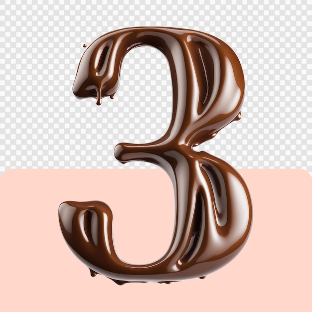 PSD conjunto de números de chocolate 3d