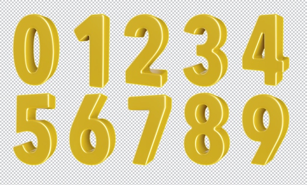 PSD conjunto de números dorados de lujo modelo 3d