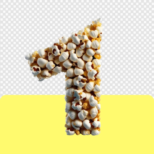Conjunto de números de palomitas de maíz transparentes de 3d