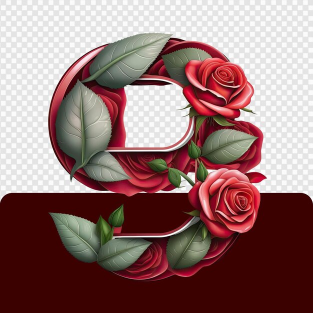 PSD conjunto de números de rosas transparentes 3d