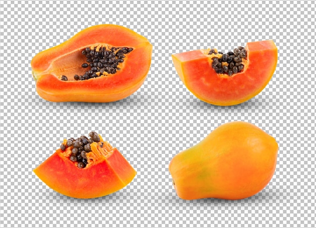 Conjunto de papaya aislado en capa alfa