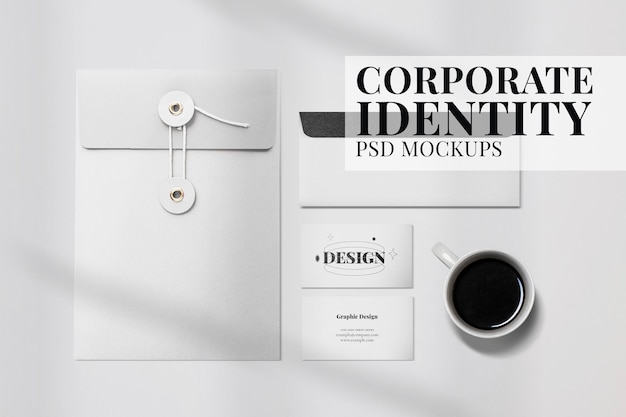 PSD conjunto de papelería de marca psd de maqueta de identidad corporativa mínima
