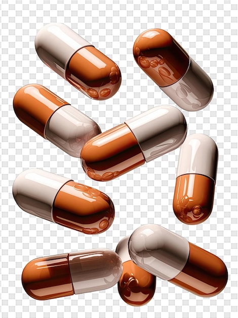 Un conjunto de pastillas que están en un fondo transparente