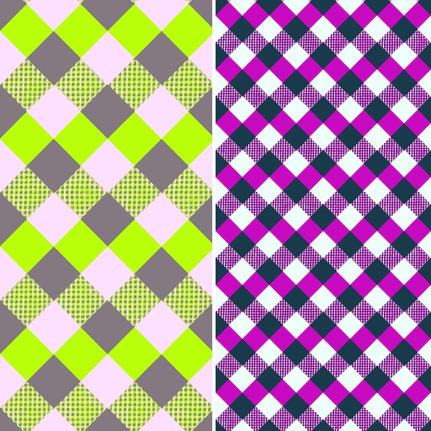 PSD un conjunto de patrones para el diseño de un fondo a cuadros púrpura y rosa