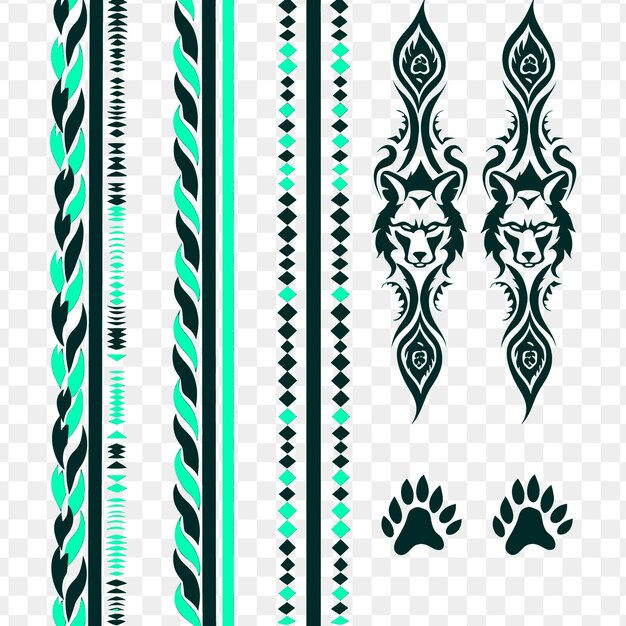 PSD un conjunto de patrones para un diseño negro y verde