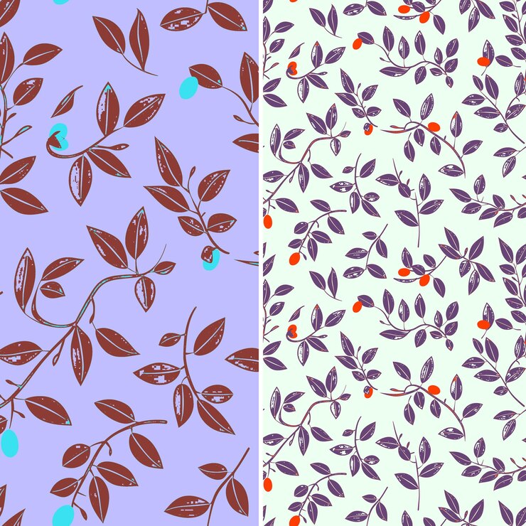 PSD un conjunto de patrones florales púrpuras y rosas
