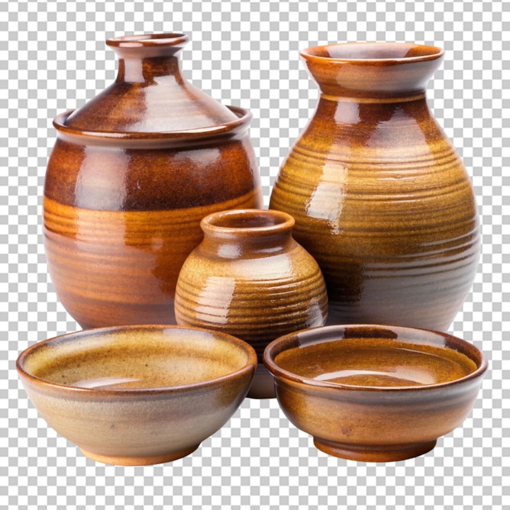 PSD en un conjunto de piezas de cerámica artesanales hechas a mano