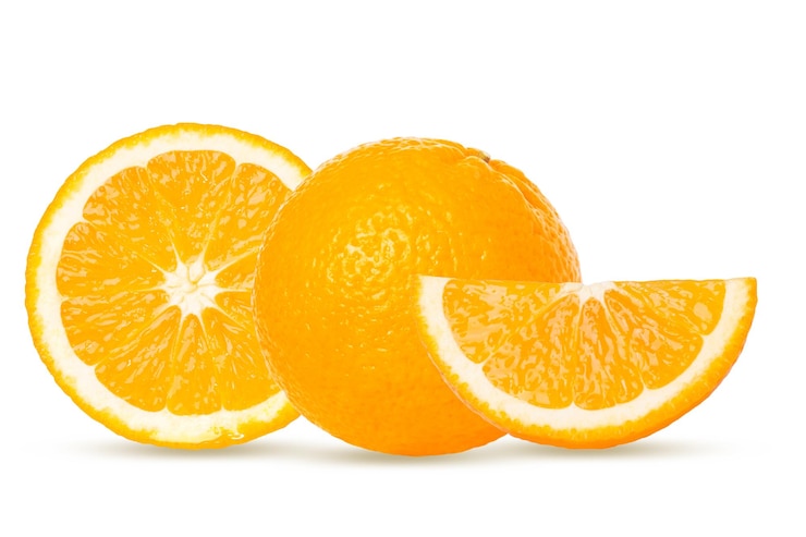 PSD conjunto de piezas de naranjas aisladas