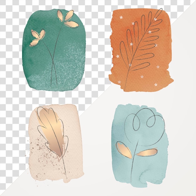 Conjunto de pinceladas de acuarela PNG de flores
