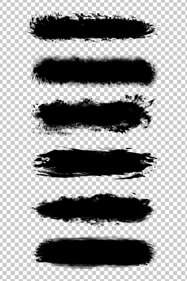 PSD conjunto de pinceladas negras aisladas sobre un fondo transparente