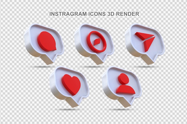 Conjunto plano de iconos y notificaciones de instagram