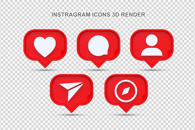 Conjunto plano de iconos y notificaciones de instagram