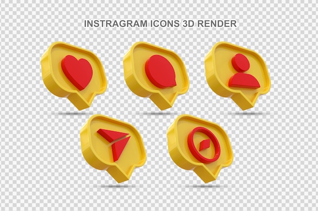 Conjunto plano de iconos y notificaciones de instagram