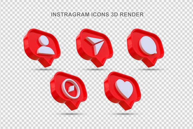 Conjunto plano de iconos y notificaciones de instagram