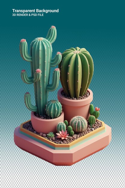 Un conjunto de plantas de cactus y una planta de cactos