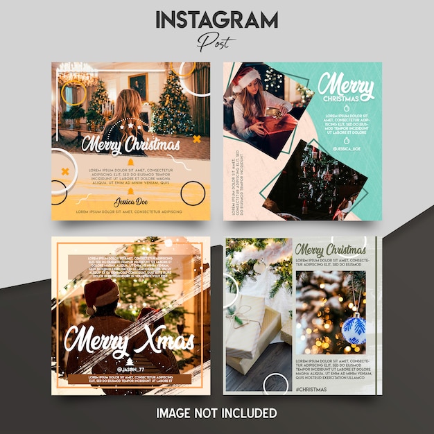 PSD conjunto de plantillas de instagram de navidad