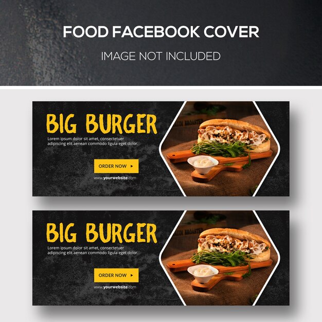 Conjunto de plantillas de portada de Facebook de alimentos
