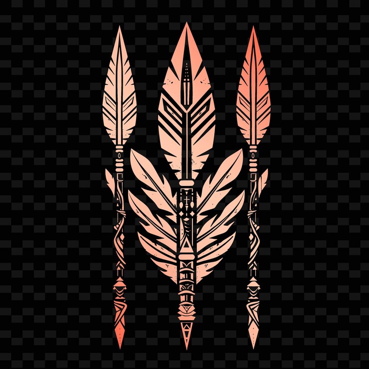 PSD un conjunto de plumas con un fondo negro