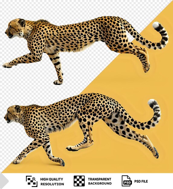 Conjunto premium de ilustraciones de guepardos aislados que muestran características distintivas como rayas negras y patas largas