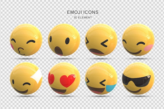 PSD conjunto psd de reação de mídia social emoticon 3d