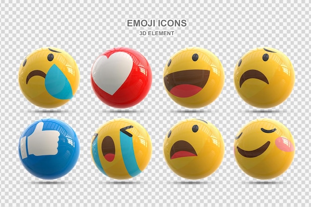 Conjunto PSD de reação de mídia social, emoticon 3D