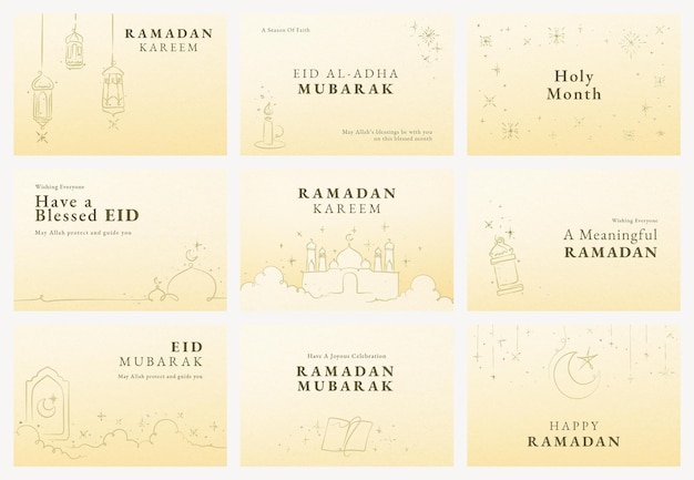 Conjunto de psd de plantilla de banner editable de ramadán