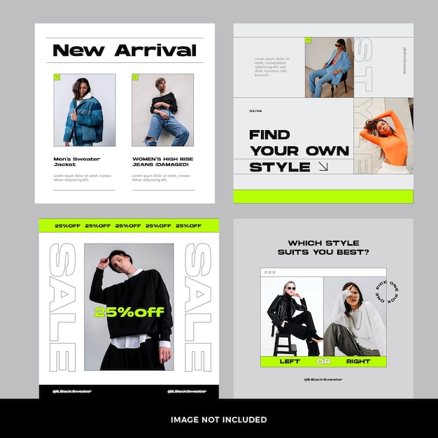 PSD conjunto de publicaciones de instagram de moda premium psd