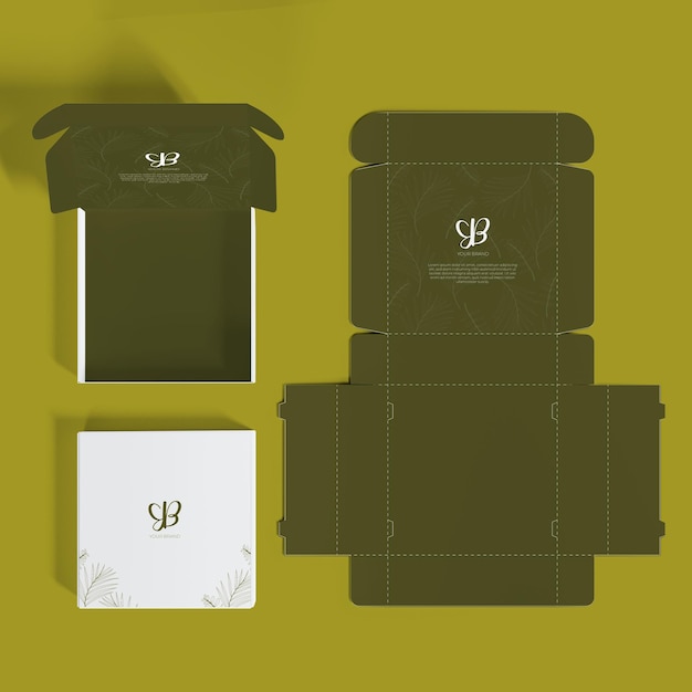 Conjunto realista de caixas quadradas de presentes vazias
