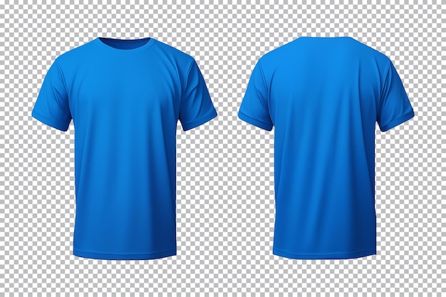 PSD conjunto realista de camisas azuis masculinas mockup vista frontal e traseira isolada em um fundo transparente