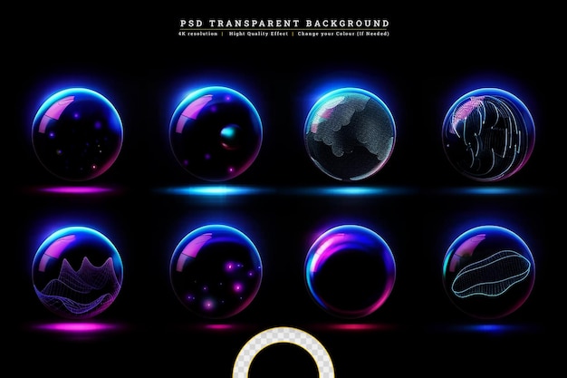 Conjunto realista de efectos de llamaradas de luz circulares en un fondo transparente