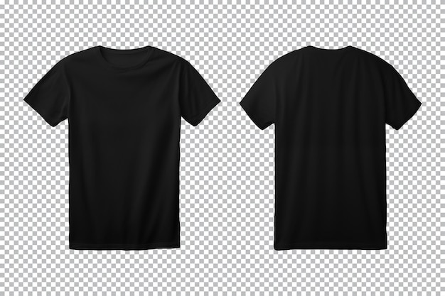 conjunto realista de modelos de camisetas negras masculinas vistas delanteras y traseras aisladas en un fondo transparente