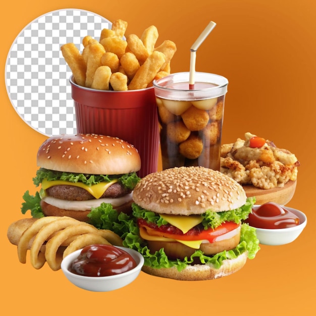 conjunto de recogida de comida rápida
