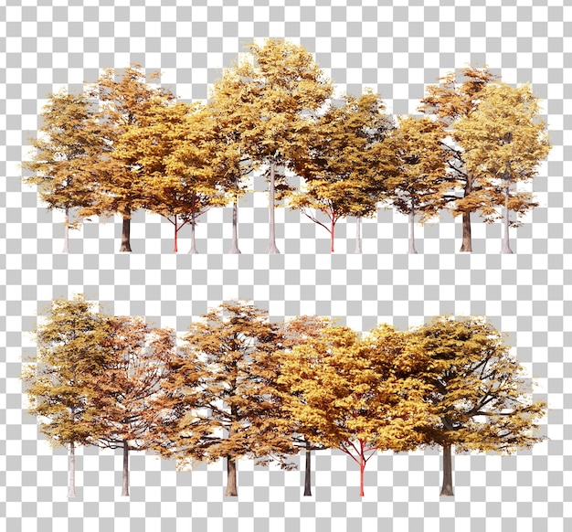 Conjunto de recorte de ilustración de árbol de otoño