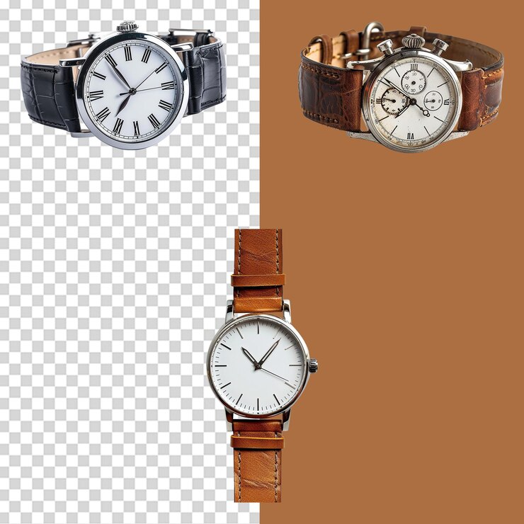 PSD un conjunto de relojes aislados sobre un fondo transparente