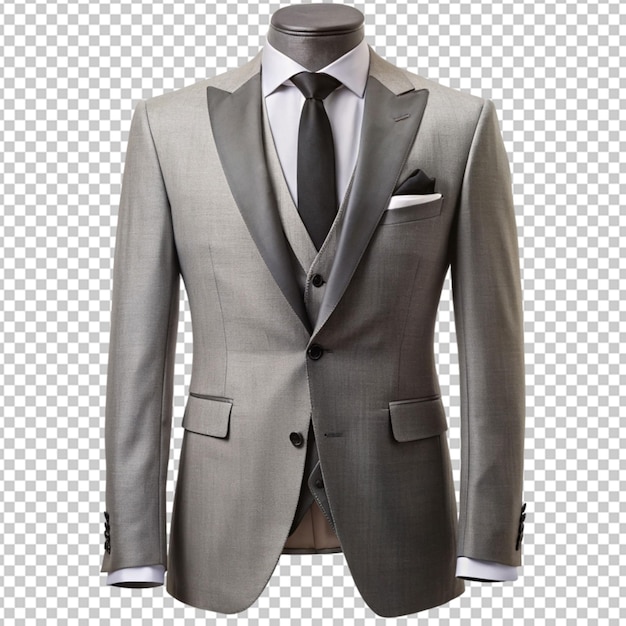 PSD conjunto de ropa formal de lujo para hombres de 39 años con un gris en un fondo transparente