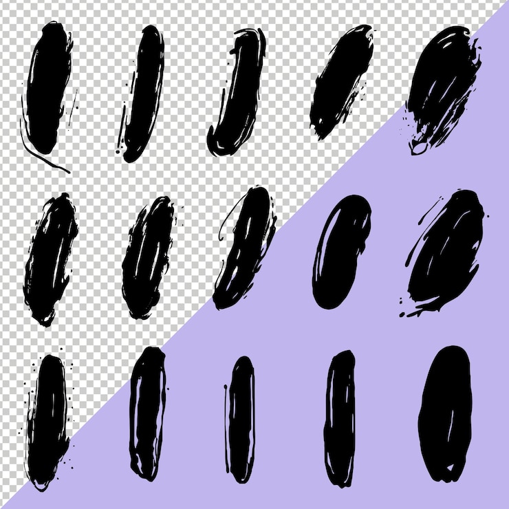 PSD conjunto de salpicaduras de tinta, salpicaduras de pintura, trazos de grunge, formas de pincel de photoshop de tinta de acuarela negra