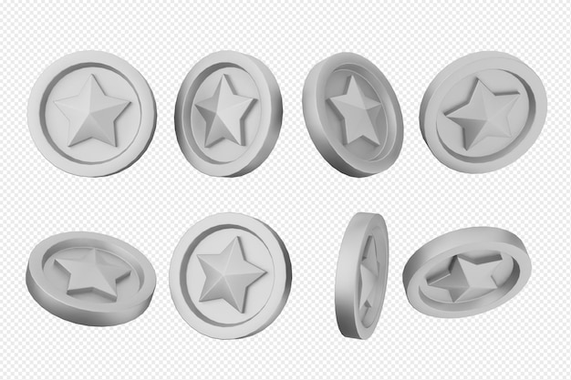 Un conjunto de seis monedas blancas con estrellas en ellas