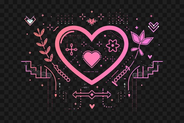 PSD conjunto de simple heart 8 bit pixel con flechas y flores y rayas concepto de diseño artístico de activos de juego